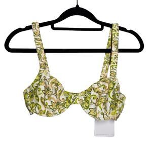 Palm Swim New Green White Yellow Paisley Bikini Top 1 Small $180